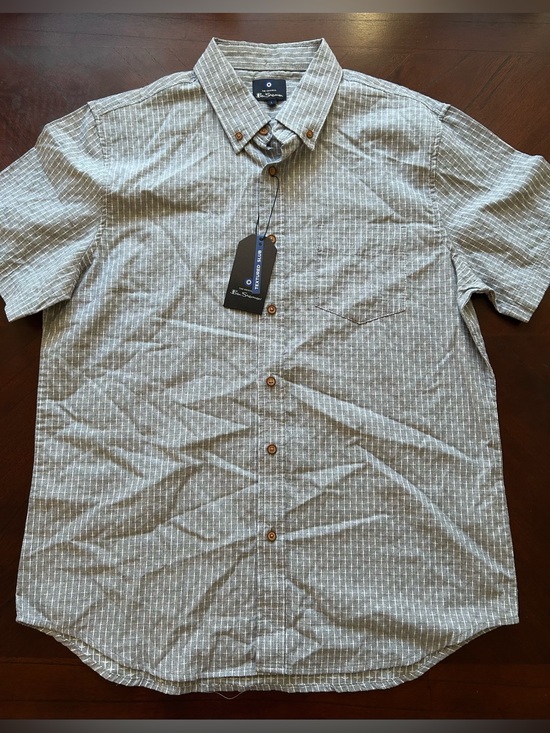 Ben Sherman Other - Ben Sherman Men’s Short-Sleeve Button-Down Shirt in Light Gray Stripe size L